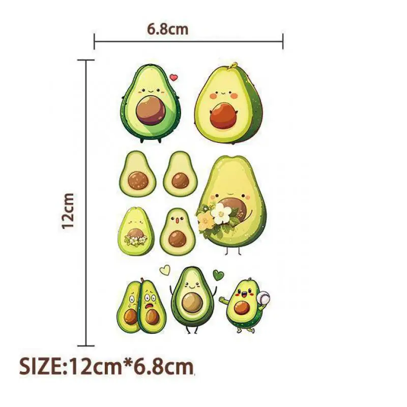 10Pcs/set New Cute Avocado Temporary Tattoo Stickers Cartoon Children Waterproof Tattoo For Kids Funny Birthday Gift