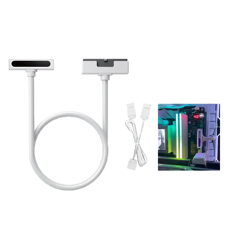 UPSIREN Motherboard 24PIN Extension Cable ARGB PC Cable with 5V 3Pin 90 Degree Right-Angle Design Male-to-Female Connectors
