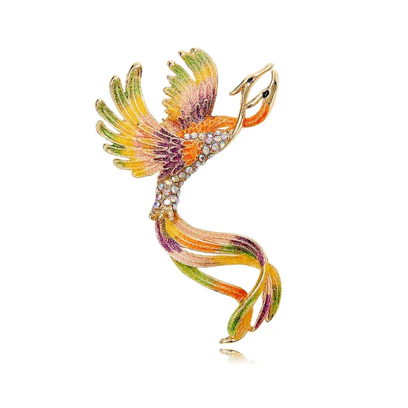 

AB7-Enamel Phoenix Bird Brooches for Women Men Beauty Bird Party Office Brooch Pin Gifts A