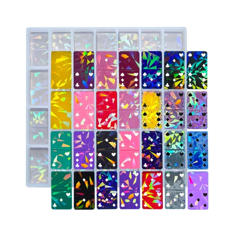 Multipurpose Silicone Mold for Dominoes and Pendants 28 Cavity Epoxy Resin Crafting Tool For Home Entertainment