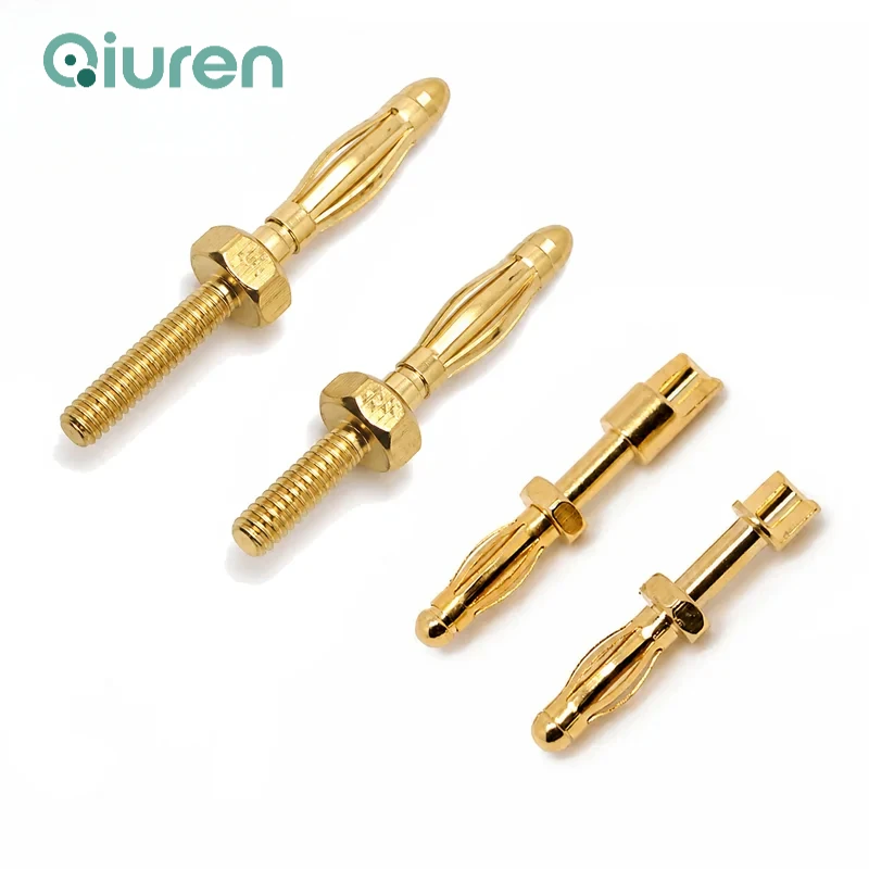 10pcs brass gold-plated 2mm 2.5mm non-insulated bare banana plug M2 thread  experimental terminal
