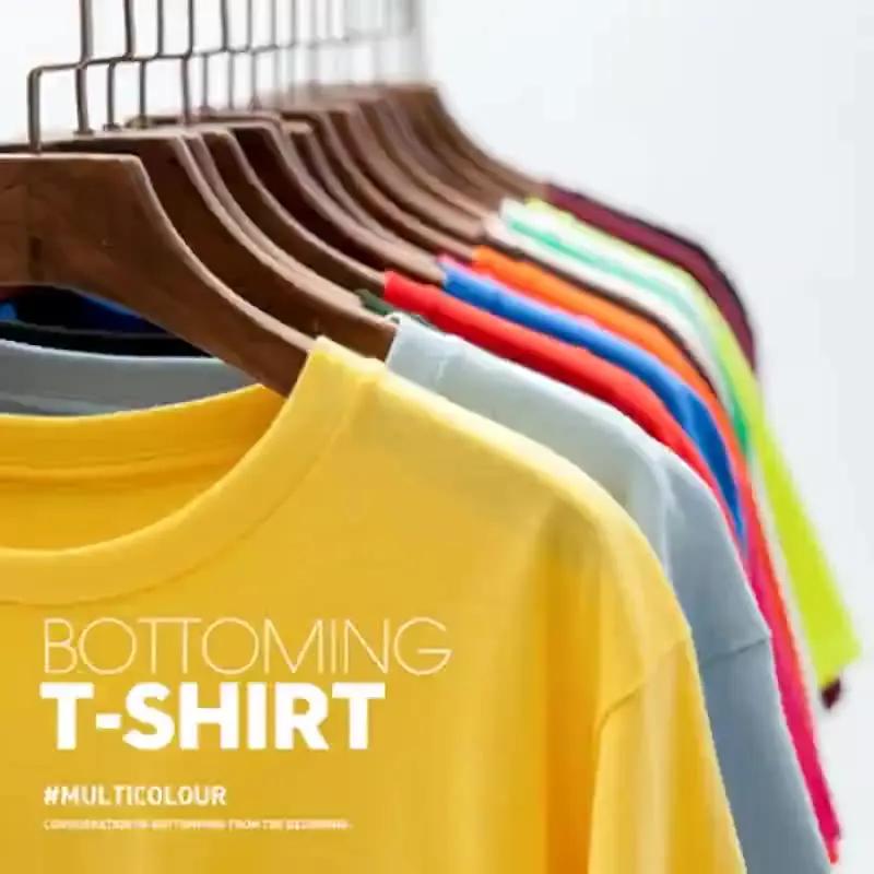 

Yizhi Men's Summer 230g Cotton Bottoming Shirt Men's Simple Cultural Shirt Solid Color Short Sleeve T-shirt Men Wholesale