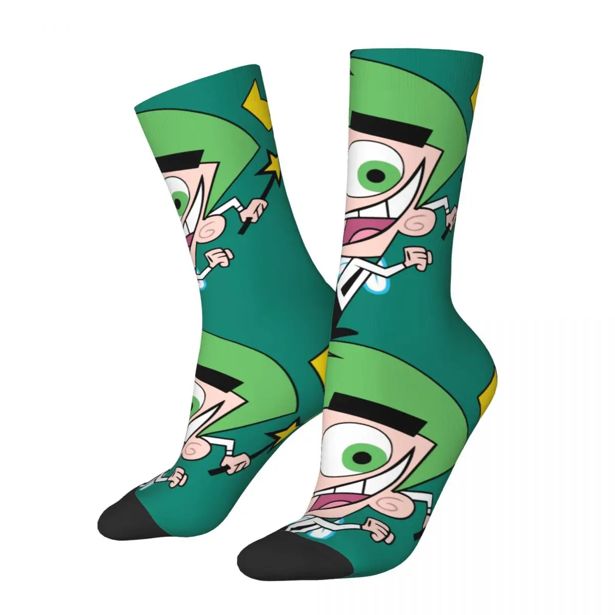 Funny Crazy compression Cosmo Sock for Men Hip Hop Harajuku The Fairly Odd Parents Happy Seamless Pattern Printed Boys Crew Sock