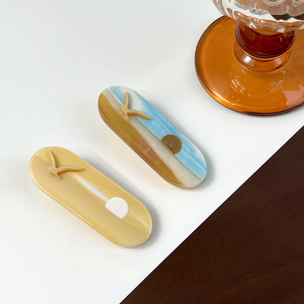 Nuevo acetato océano Celestial puesta de sol gaviota Clip de pato Clip de pelo lateral minimalista accesorio geométrico único para el cabello para mujeres y niñas