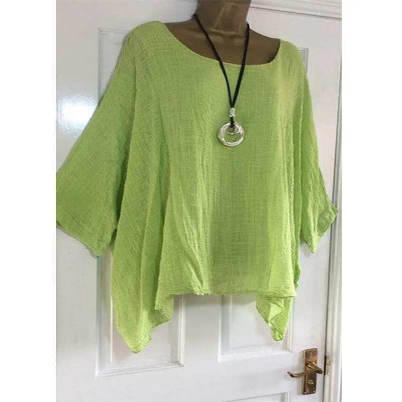 Manches chauve-souris pull Blouse femme grande taille 5Xl hauts décontractés amples femmes col rond demi manches Simple hauts d'été