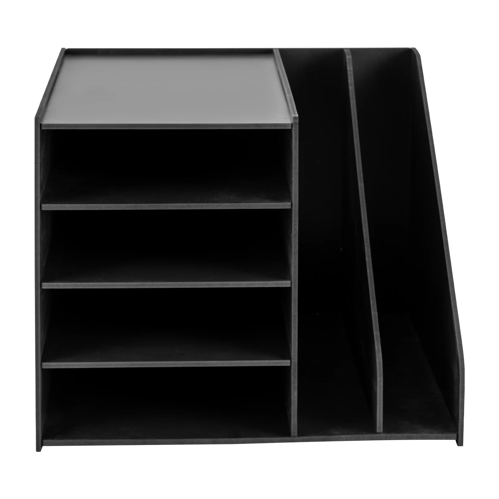Organisateur de fichiers de bureau à 4 compartiments + 2 supports latéraux, support de rangement de documents anti-rayures, capacité de charge de 10 kg pour le bureau, la maison et l'école