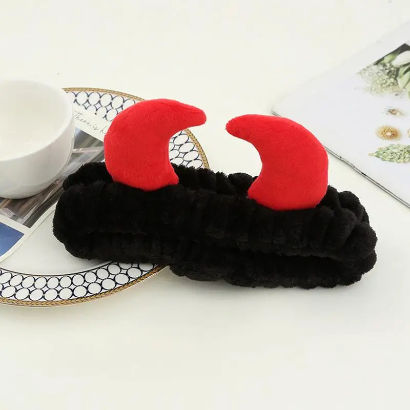 Cute Spa Headband Cute Devil Horn Soft Cosmetic Hair Bands Soft Hair Band Wraps Skincare Towel Headbands Creative Hair