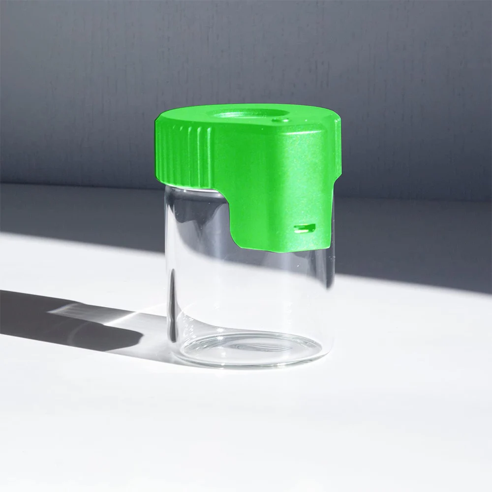 2 In 1 LED Glass Tobacco Storage Jar with Magnifier 155ml Transparent Dry Herb Vacuum Seal Pill Stash Tank Smell Proof Container