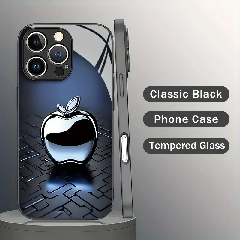 التكنولوجيا المعدنية ل أبل نمط الزجاج المواد جراب هاتف آيفون 17 16 15 14 13 12 11 برو ماكس زائد 16E 17Air XS X غطاء