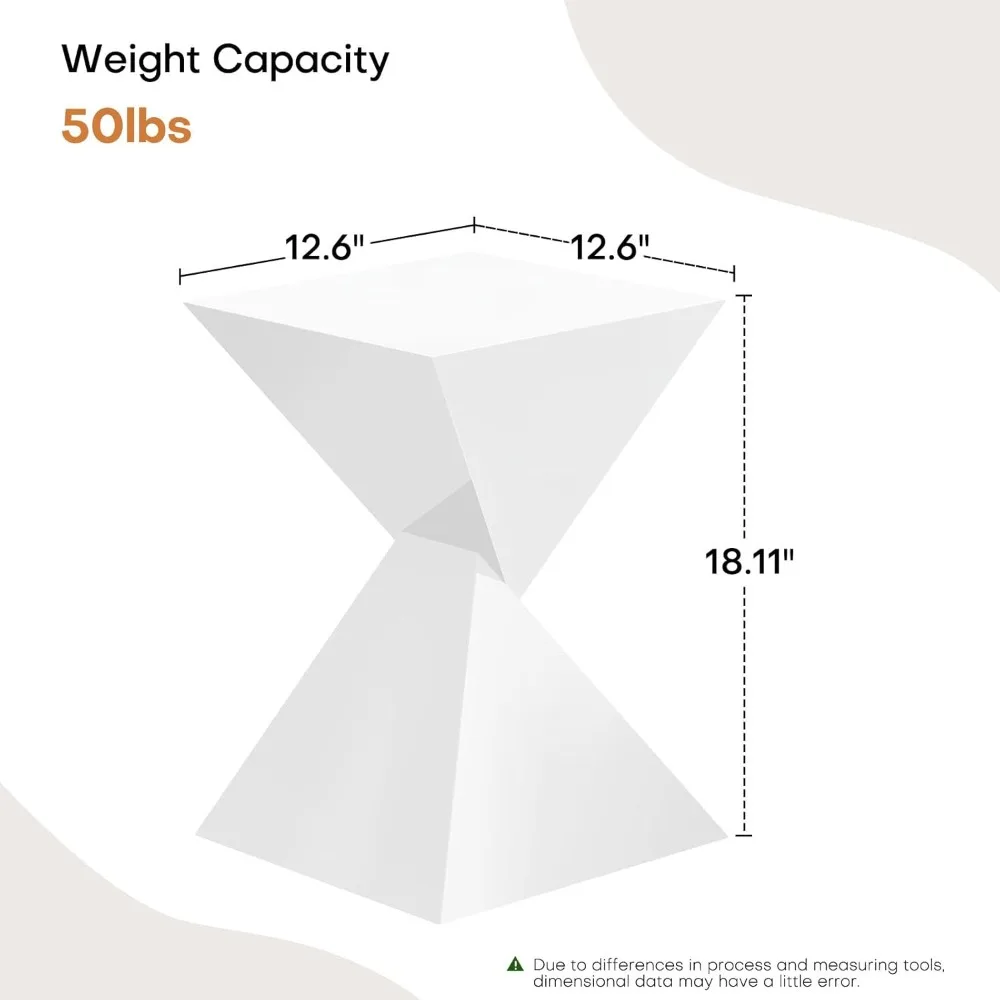 مجموعة طاولة جانبية من الأكريليك الأبيض مكونة من 2، طاولات نهاية صغيرة للمساحات الصغيرة، طاولات نهاية أكريليك حديثة لغرفة المعيشة وغرفة النوم مع منضدة