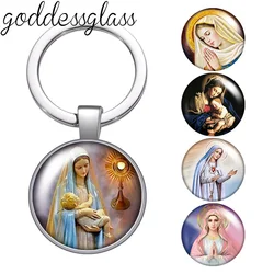Mary help of Christians Maria Faith Blessed Photo 25mm glass cabochon keychain Bag Car key chain Ring Holder Charms keychain