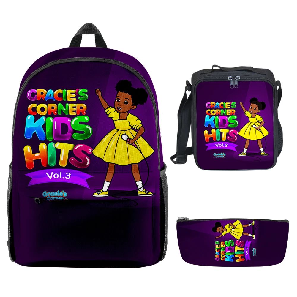 Novità popolare Gracies Corner Stampa 3D 3 pezzi / set Borse da scuola per studenti Zaino per laptop Zaino Borsa da pranzo a tracolla Astuccio