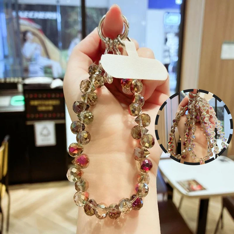 

1 Piece Hand-beaded Wrist Chain Mobile Phone Lanyard High-end Luxury Short Water Drop Crystal Hanging Chain Hand-held Pendant
