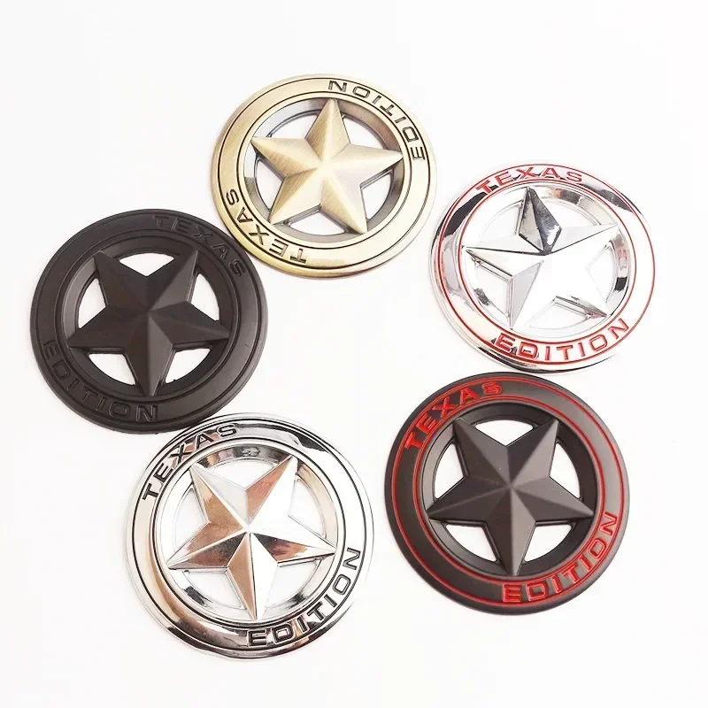 3D Metal TEXAS EDITION Shield Pentagram Star Side Fender Door Emblem Badge Car Stickers For JEEP Wrangler Liberty Grand Cherokee