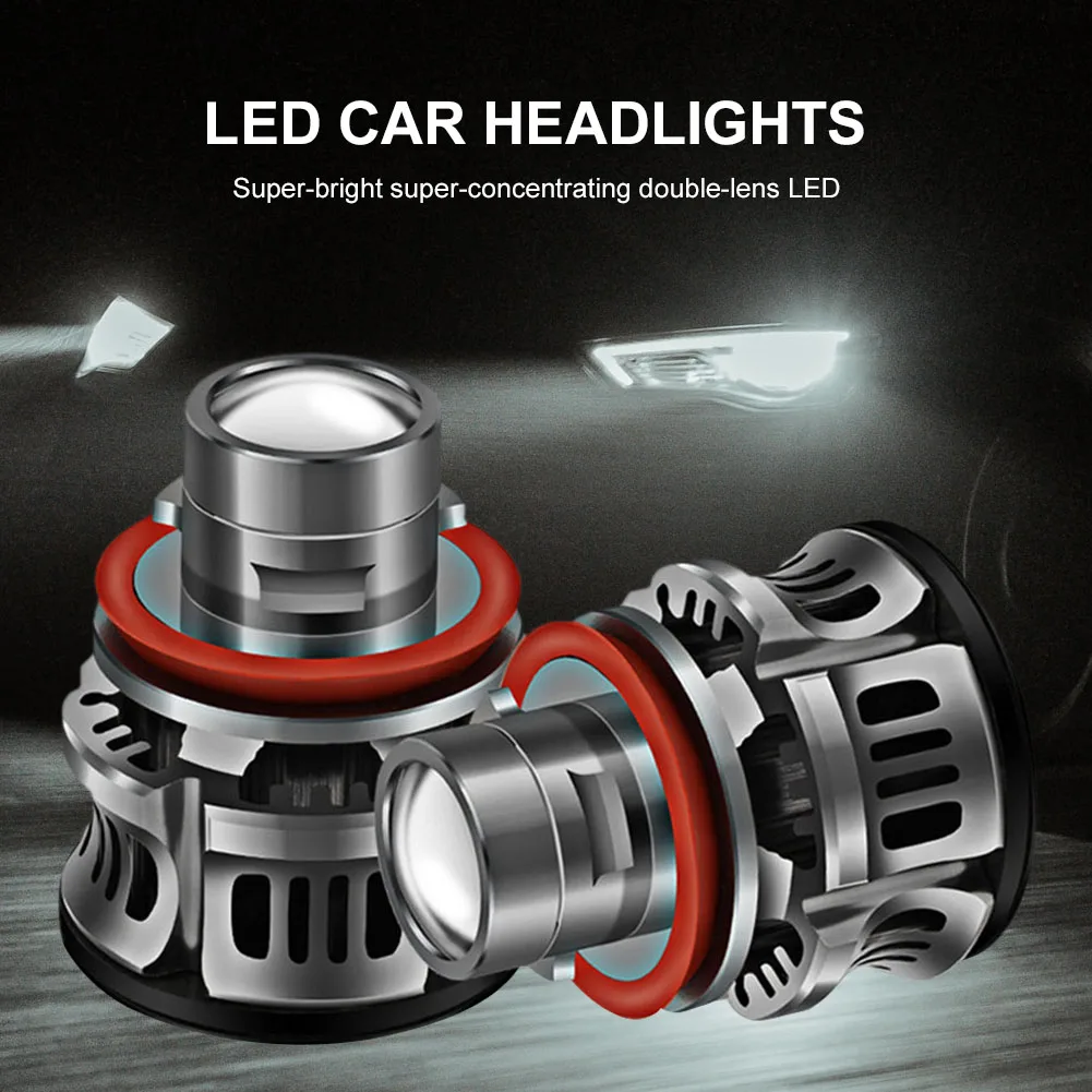 H11 Car LED Headlight Error Free 9006 HB4 9005 HB3 LED Bulb 12V Projector Lens 2400LM 6000K White Devil Angel Eyes Fog Light