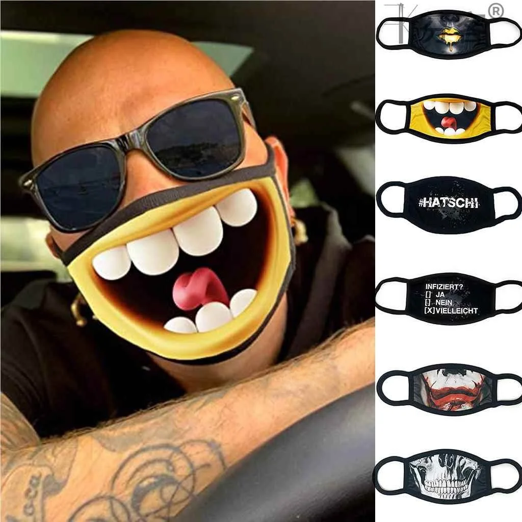 

Funny Face Mask loween Prank Big Smile Mask Gag Mouth Mask Polyester Fiber Medical Environment Odor Proof Small Paaging