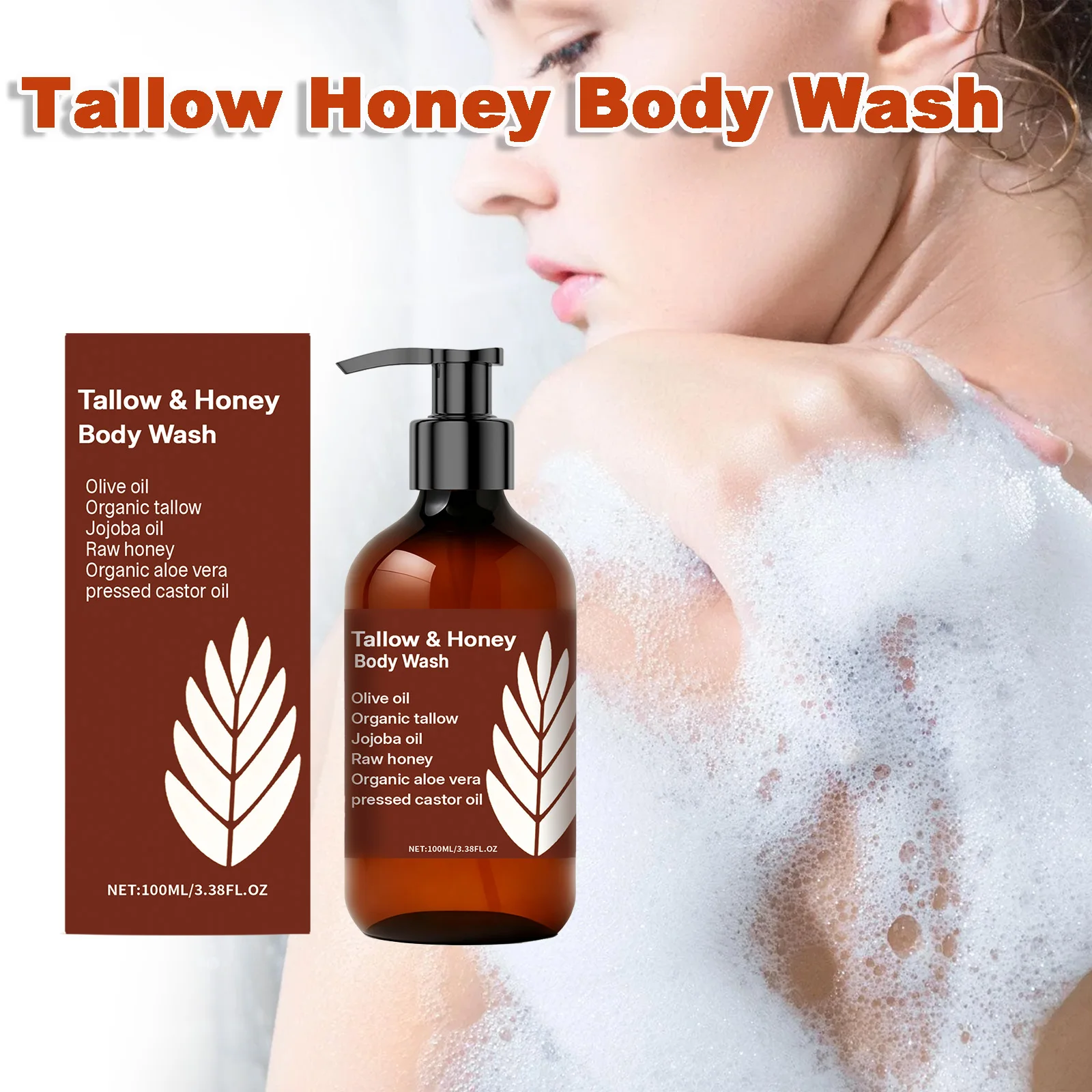 

Tallow Honey Body Wash Gentle Cleansing Shower Gel Moisturizing Refreshing Smoothing Brightening Remove Dirt Hydrating Shower Ge