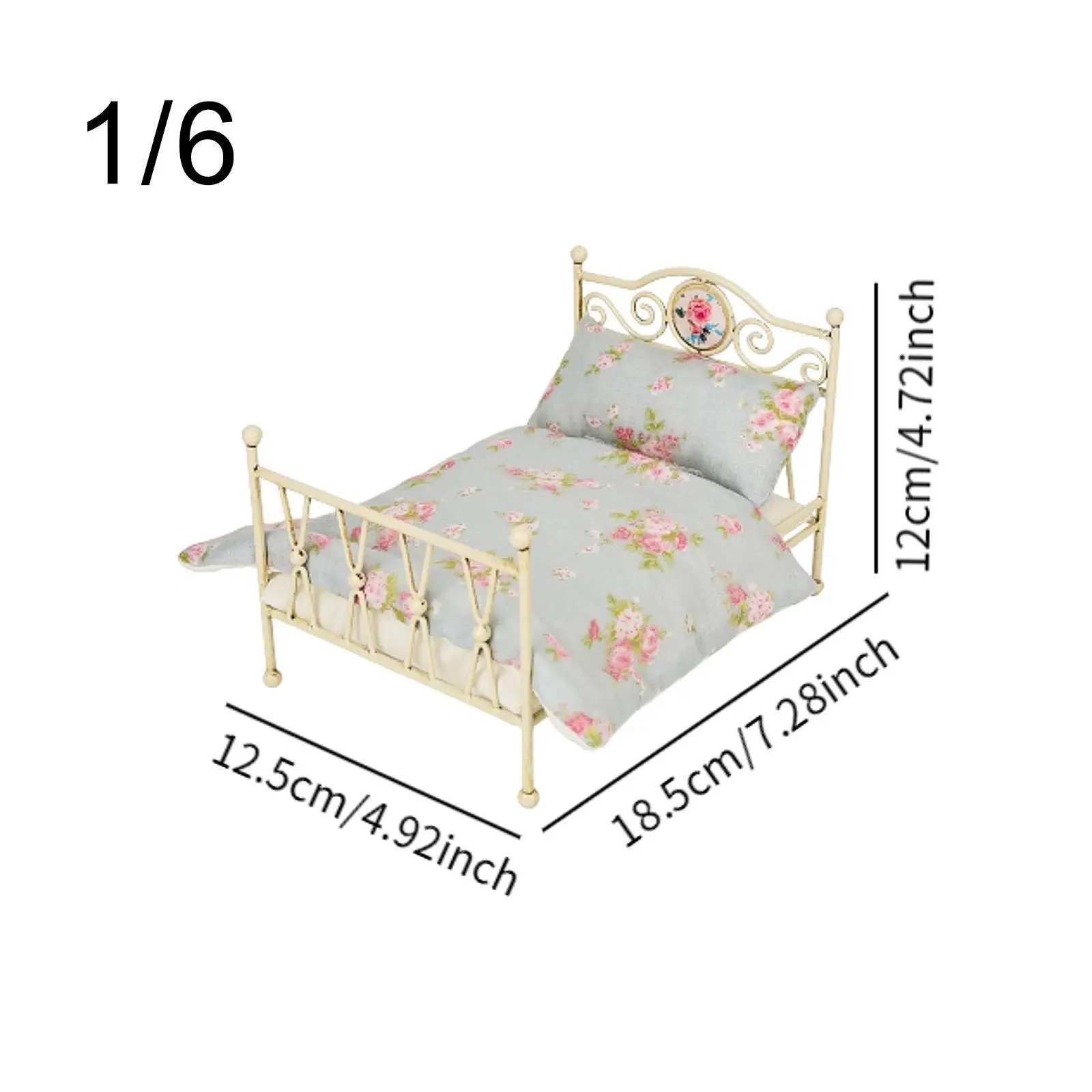 1:6 Modello di letto Accessori per la decorazione della casa delle bambole in miniatura Accessori per scene fai-da-te Fai finta di giocare a Letto in miniatura per la decorazione della camera da letto