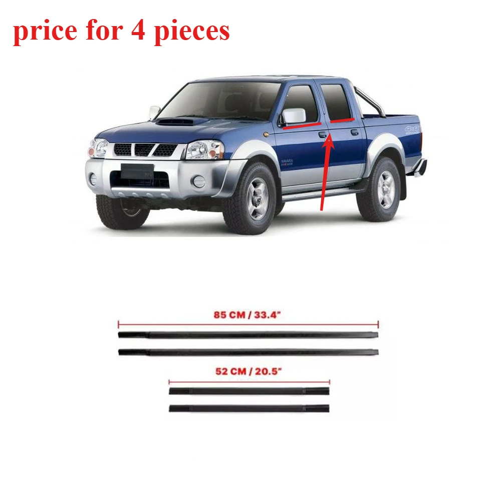 

4 Pieces Window Weatherstrip Rubber for Nissan Navara D22 1994-2018 Moulding Trim Sealing Belt Seal for D22 80820-2S400