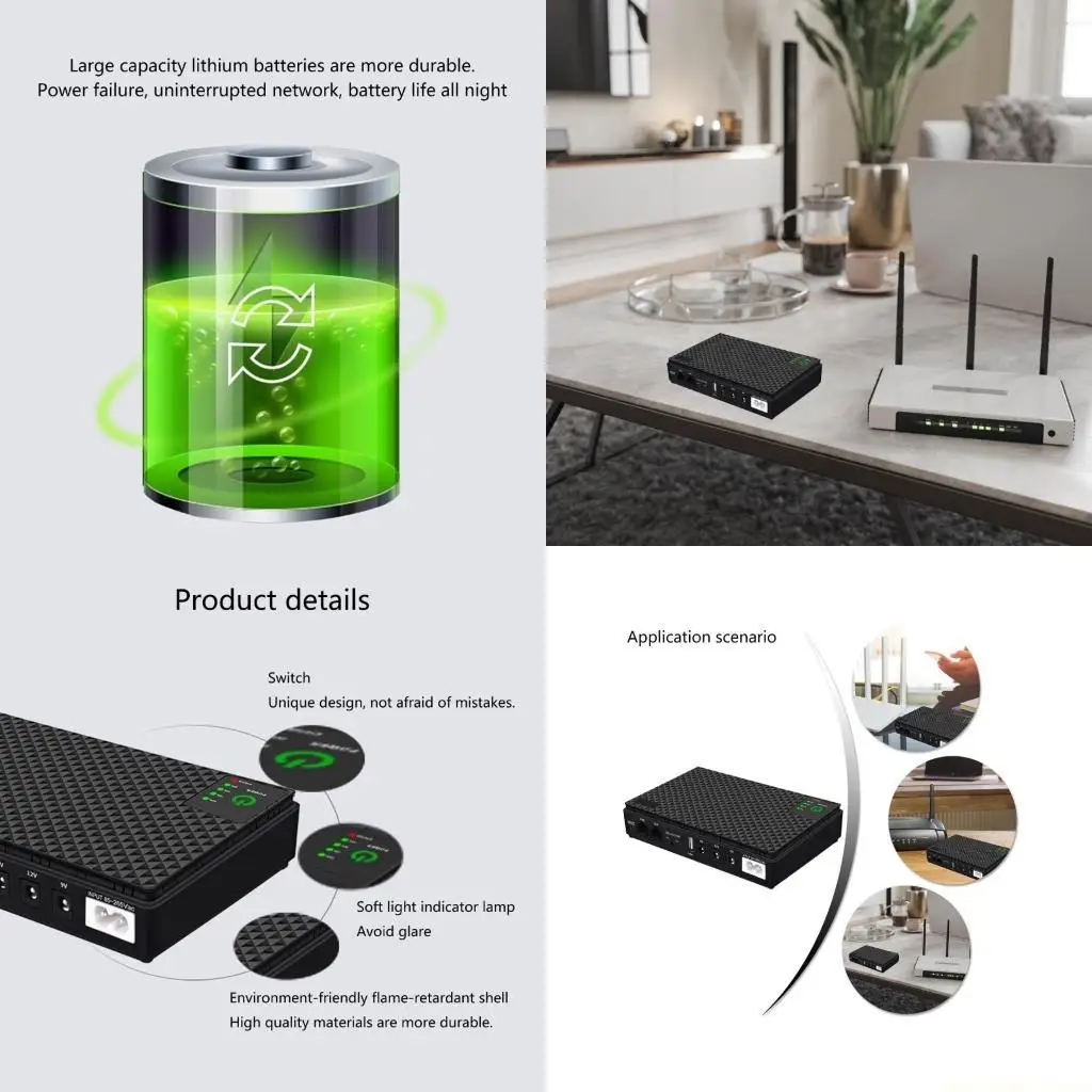 

F62C Маленький ИБП, резервный источник питания 10400 мАч/8800 мАч, 12 В постоянного тока для маршрутизаторов и модемов, источник