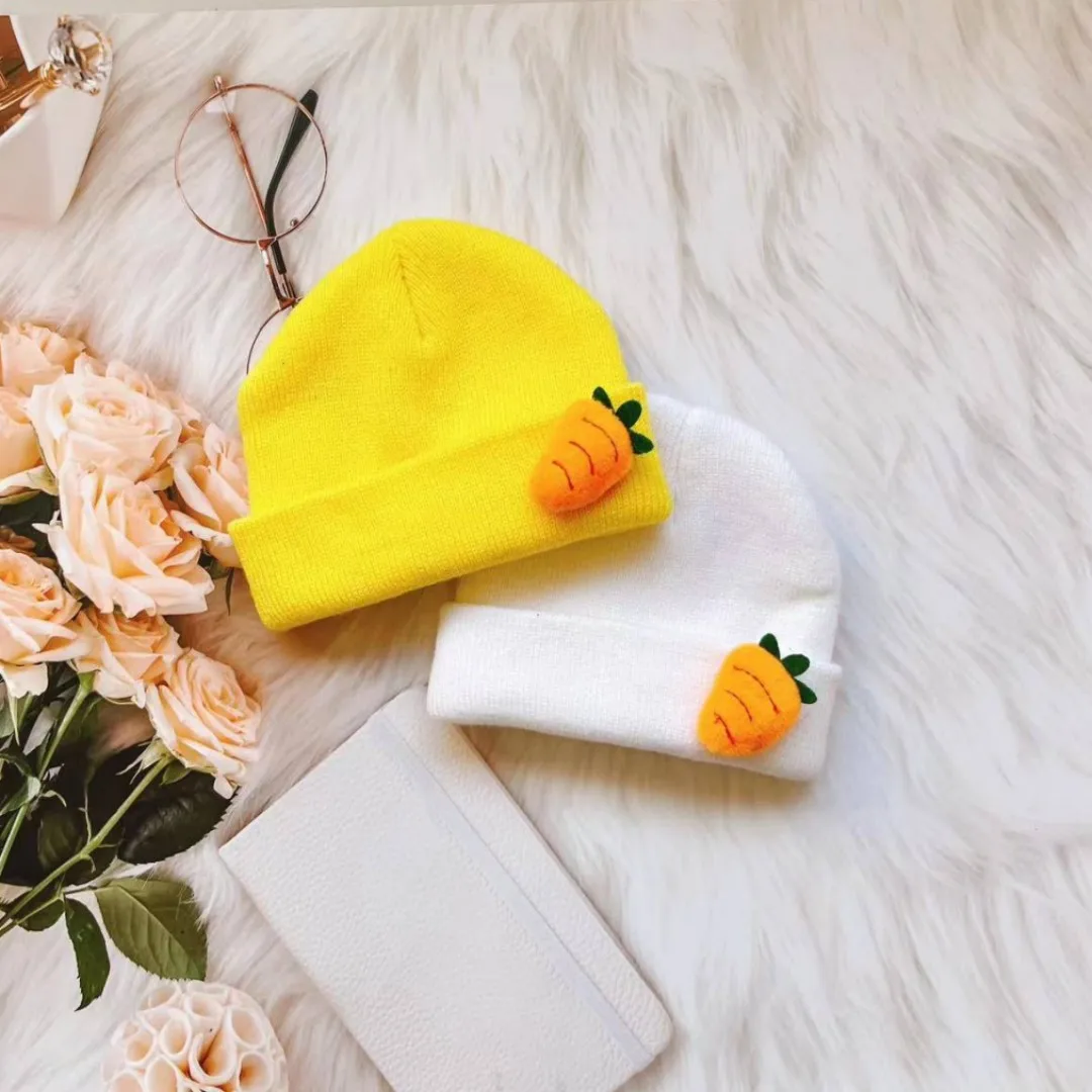 Korea Spring Autumn Kids boys Hat Candy Color Baby Boys Knit Hat Baby Girls Carrot Head Kids Knitted Hat