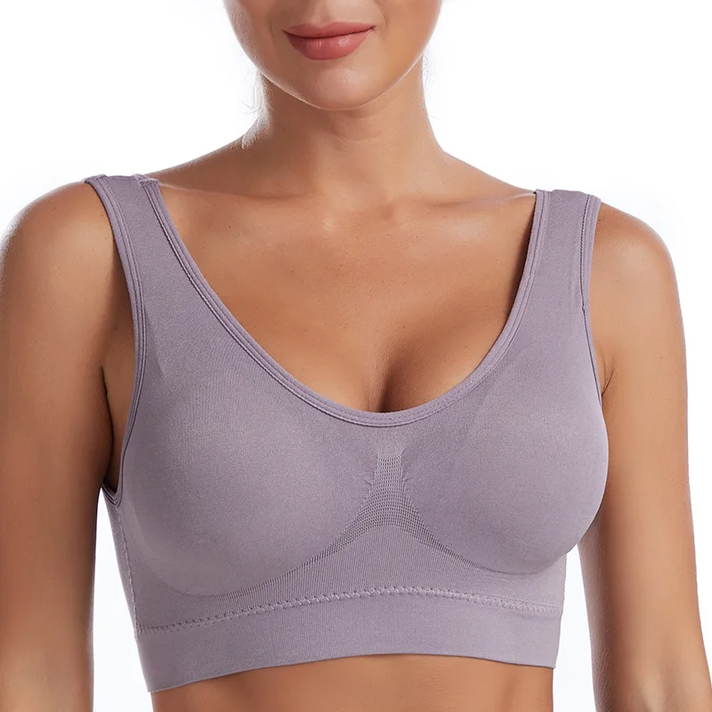 Sujetador deportivo sin anillo de acero con almohadilla para el pecho para mujer, chaleco inferior transpirable para dormir, ropa interior de ciclismo, talla grande, B52