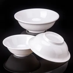 4 Sizes Round Melamine Rice Bowls Restaurant Bright Soup Salad Bowls Breakfast Dish Trays Porridge Noodle Container Wholesale
