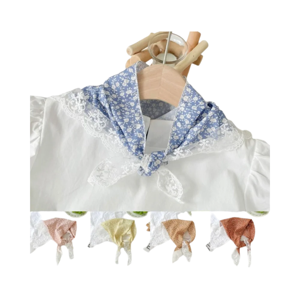 

Треугольный шарф во французском стиле, тканевые кружевные ленты для волос, аксессуары для волос, тюрбан с маленькими цветами, бандана для женщин и девочек