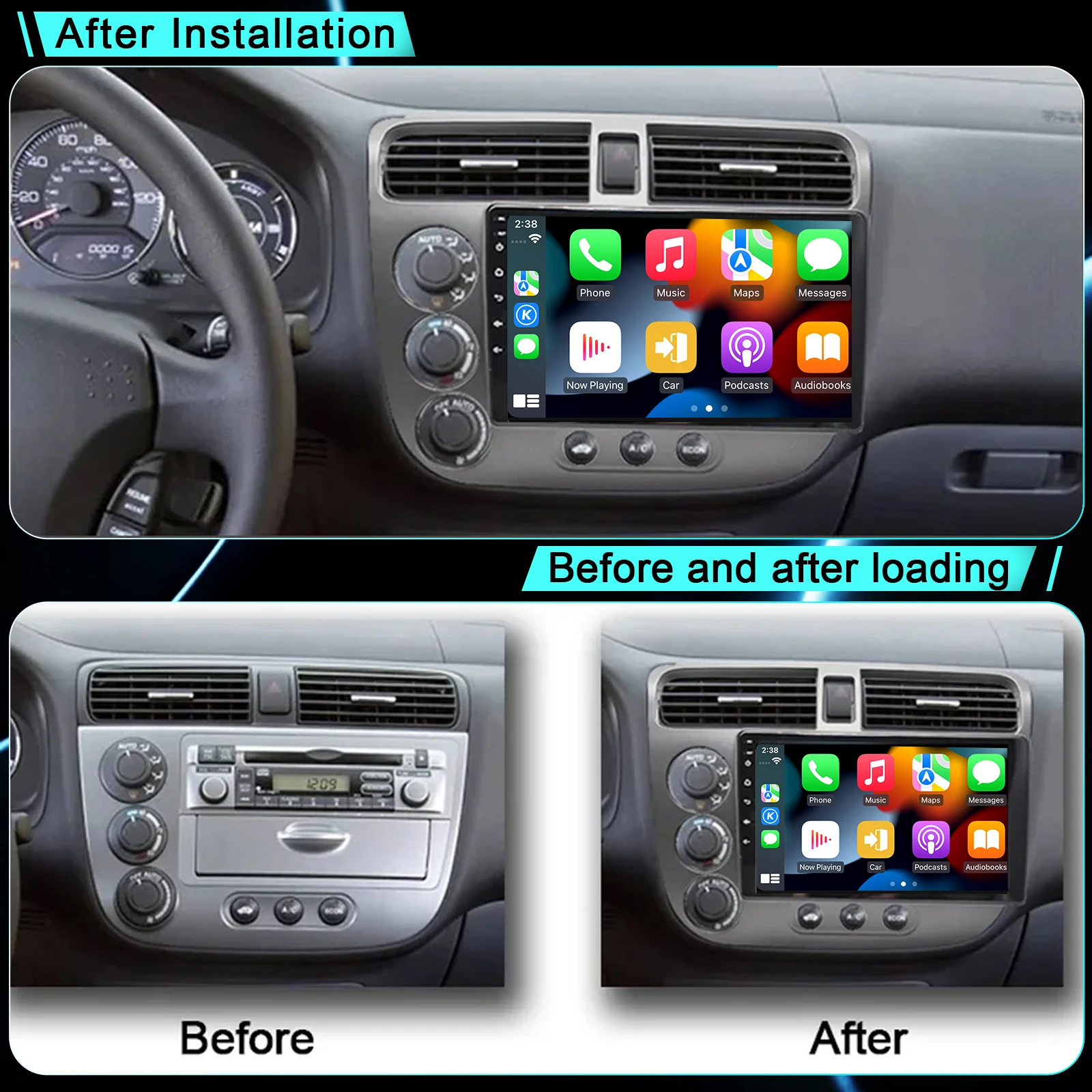 Car Multimedia Player For HONDA CIVIC left driving 2001- 2005 Android  Audio radio upgrade Stereo autoradio GPS Head unit