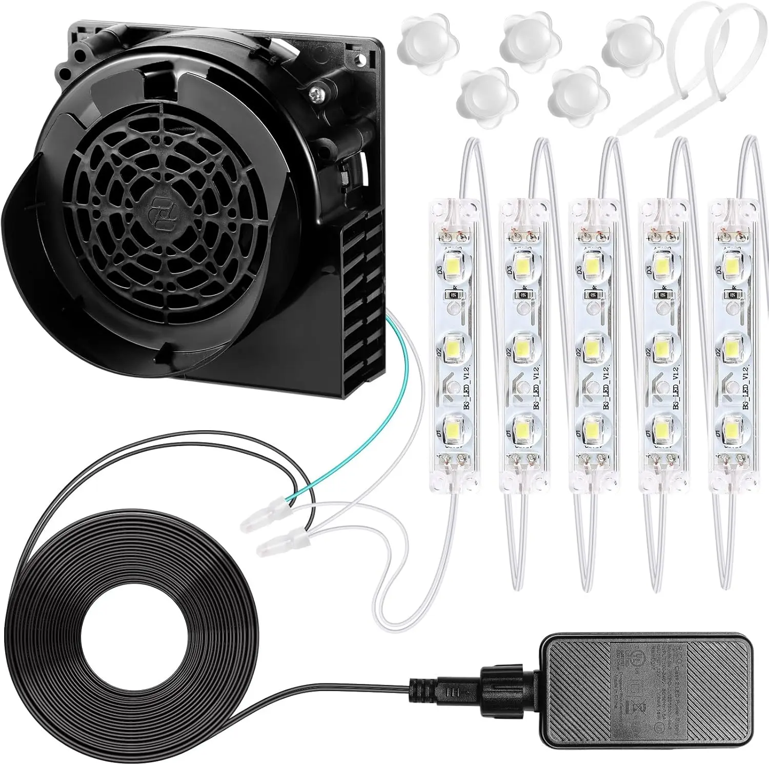 

Рождественский вентилятор с 5 светодиодными лампами, адаптер 12 В, 1,5 А для надувных лодок во дворе, 1 комплект