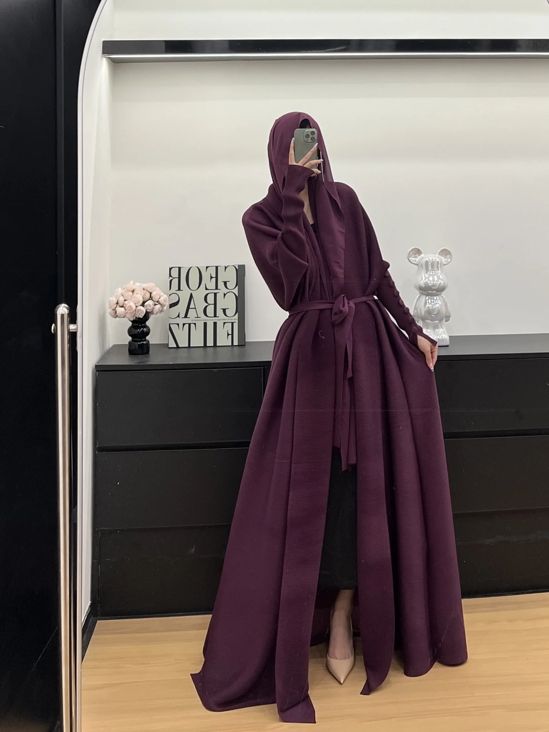 Miyake Pleated Solid Color Jacket 2025 Spring New Loose Casual Hooded Cardigan Robe