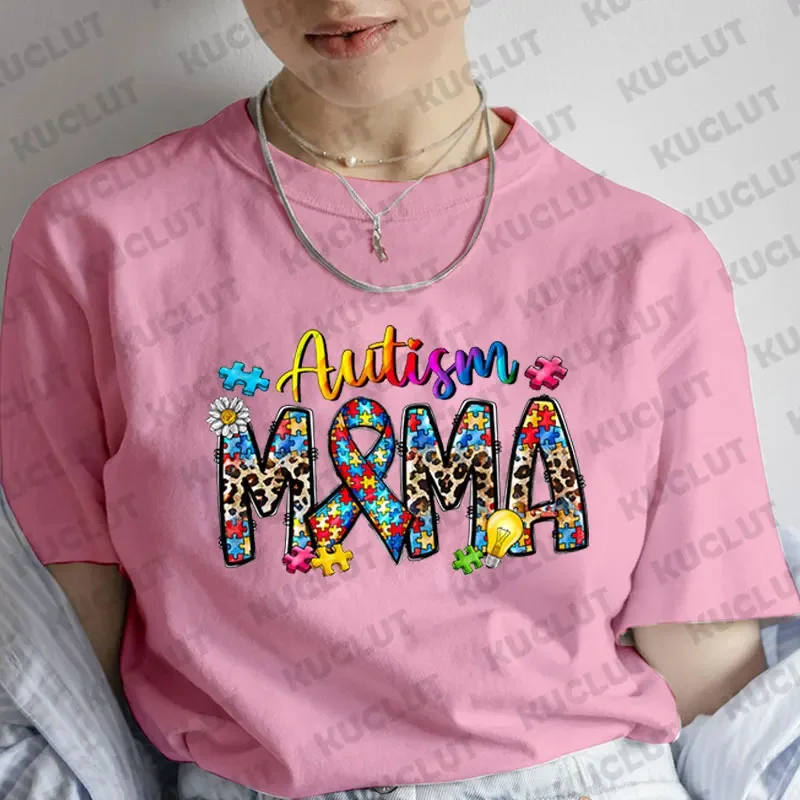 Autism Awareness Neuro Diverse Mommy T-shirt for Women Summer Short Sleeve Tees Autism Support Tops Harajuku Graphic Tshirt