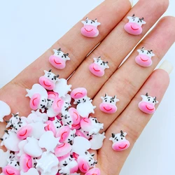 40 sztuk nowy śliczne Mini Kawaii mała krowa figurka z żywicy rzemiosło Flatback Cabochon Ornament tworzenia biżuterii Hairwear K19