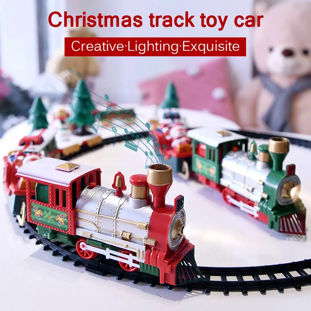 Christmas Train Set Railway Tracks Toys Creative Decor Christmas Tree Train DIY Gift Toy For Kids Birthday Party Gift Xmas Decor