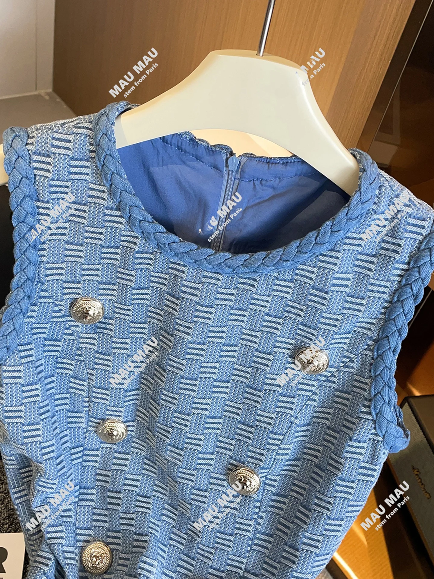 High-End-Herbst-Plaid-Svel-Weste für Damen Dr. Ele Commute Sle, hohe Taille, A-Linie, Silhouette, Ba-Reißverschluss