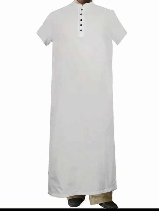 Elegante Arabische stijl minimalistische lange heren opstaande kraag knop moslim gewaad - losse pasvorm islamitische thobe voor heren