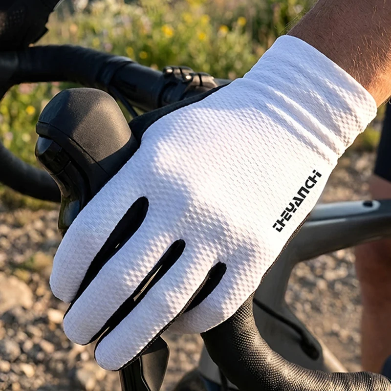 GTUBIKE Fahrradhandschuhe mit Vollfingerbedeckung, Touchscreen-fähig, Atmungsaktiv, Rutschfest, Stoßdämpfende Handflächenpolsterung