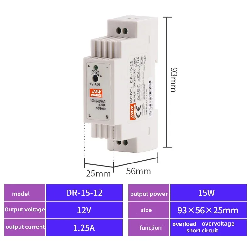 IN Rail Switching Power Supply Light Transformer AC 110V 220V To DC 5V 12V 24V Power Supply Source Adapter For Led Strip CCTV