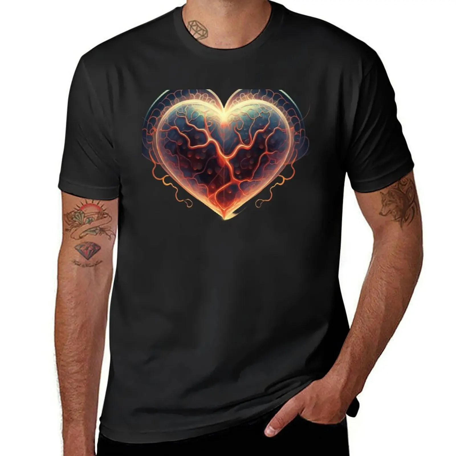 Hyper-Realistic Translucent Pulsating Heart T-Shirt plain oversizeds anime clothes blacks men clothing