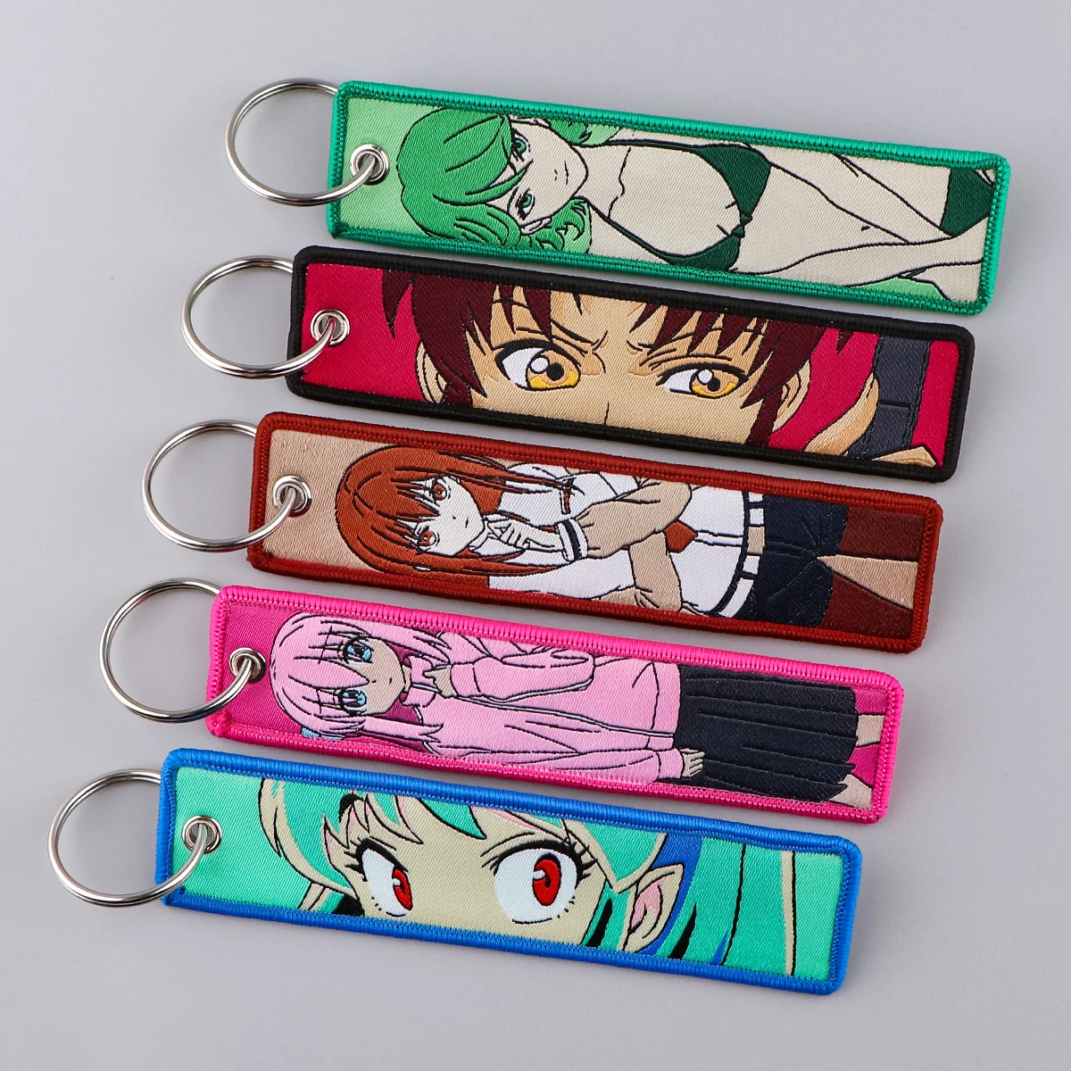 Cool Anime Key Tag Collection Embroidery Key Chain For Motorcycles Cars Backpack Chaveiro Key Ring For Friends Gifts
