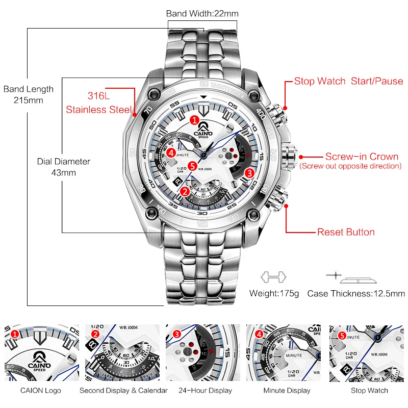 Wethdar Brand Multifunctio Watches Men\'s watch  Fashion Waterproof Wristwatches luxury Man Diving Watch Gifts Reloj Hombre