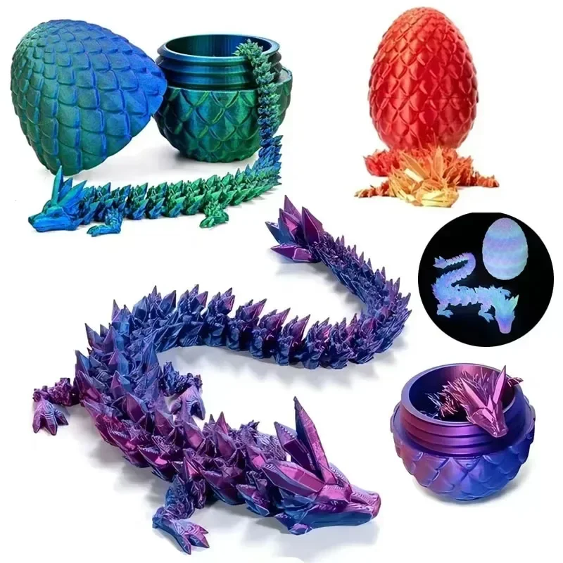 1/2PCS 3D Printed Dragon Egg with Dragon Full Articulated Dragon Modle Movable Rotatable Articulated Kid Toy Desktop Ornament