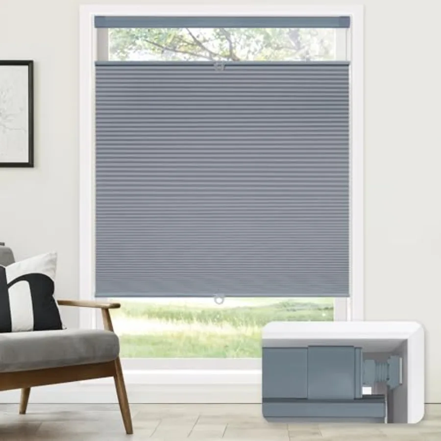 

No Tools No Drill Cordless Cellular Shades, Top Down Bottom Up TDBU Honeycomb Shades for Home, Blackout Light Blocking Thermal