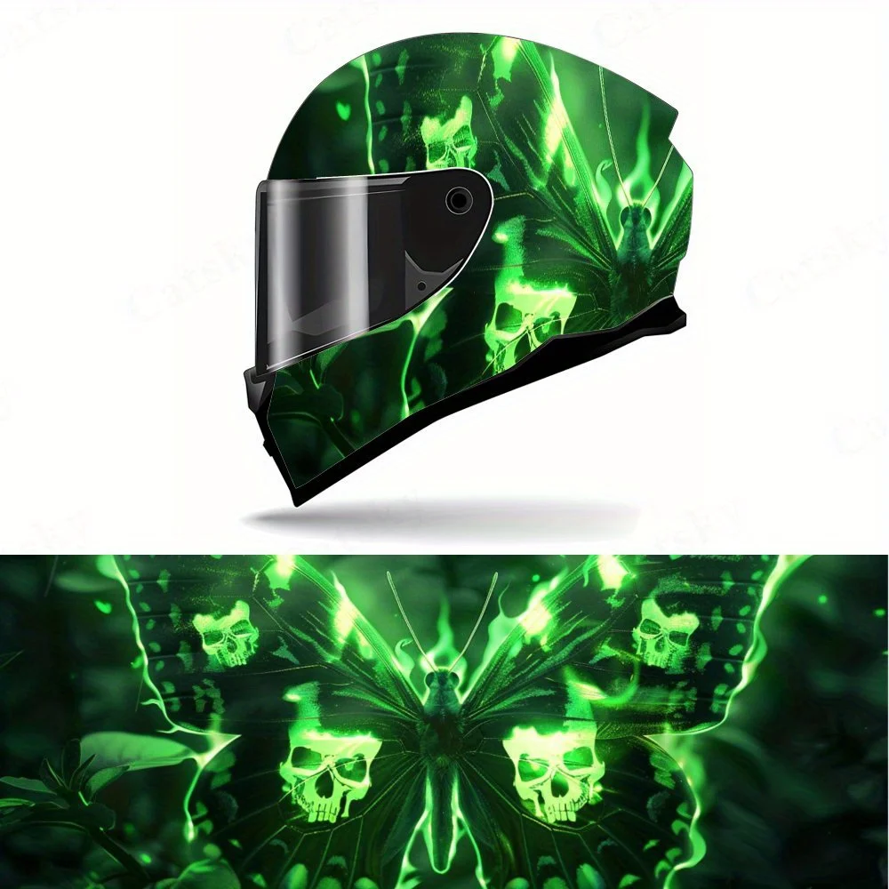 

Fluorescent Butterfly Remains Helmet Vinyl Wraps, Waterproof Scratch-Resistant Full Face Helmet Decals, Durable PVC Artistic Des