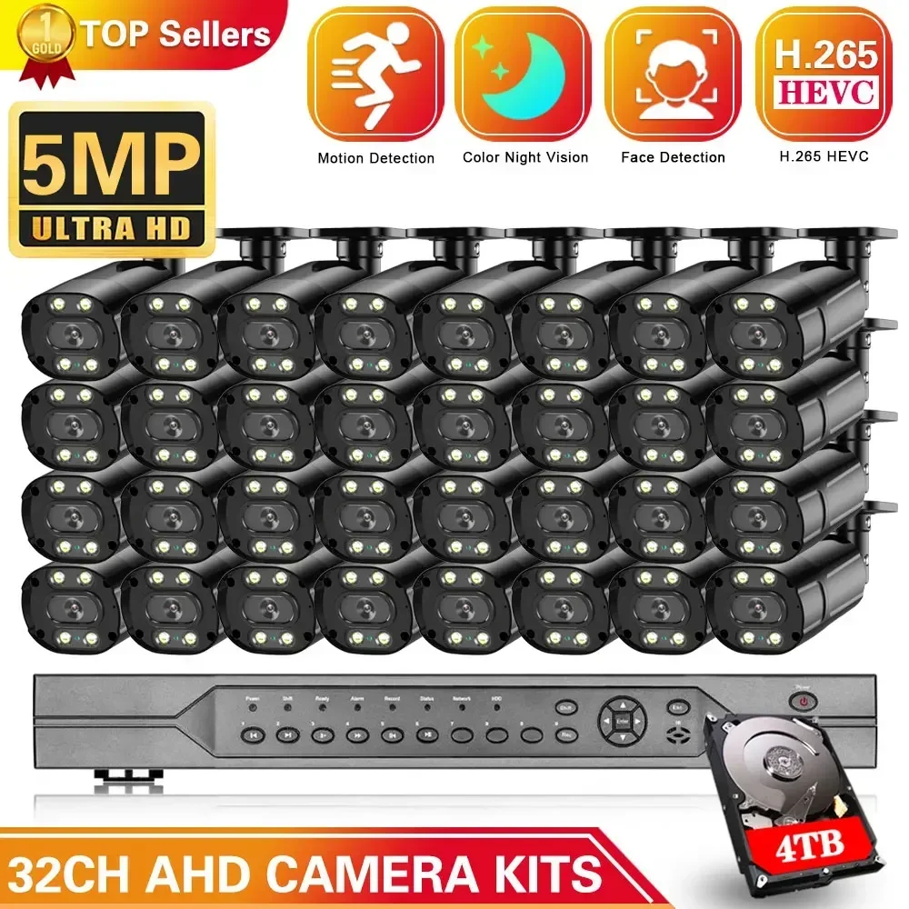 HD 5MP CCTV Camera Full Color Night Vision 32CH DVR Security Camera System Set XMEYE Video Surveillance AHD System Kit