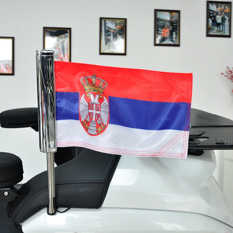 PANICAL-For Honda Gold wing GL1800 Serbia Flag Decoration Kit Motorcycle Rear Luggage Flagpole LED Decoration Kit