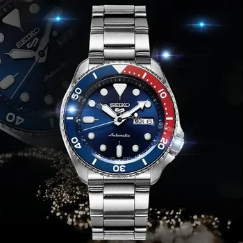 Relógio masculino de quartzo Seiko 5 original, relógio masculino com cinto de aço à prova d'água, relógio fashion e casual