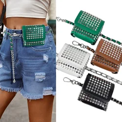Fashion Rivet Mini Waistpack Shoulder Bag Elegant Belt Bag For Women Punk Accessories Gothic Purses Jeans Waistband Female