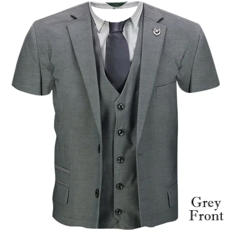 Summer New High-quality Men's Personality Business Suit Pattern 3D Printed Men's T-shirt Comfortable