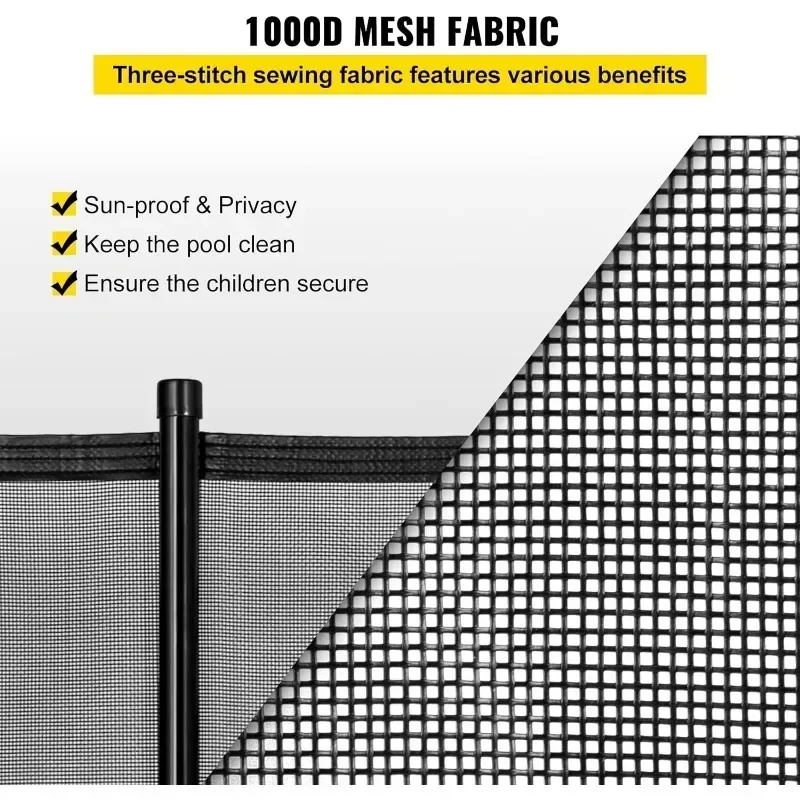 Pool Fence, Height 4FTx Length 12FT DIY, Detachable Security Pool Fence, Black